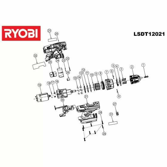 Ryobi LSDT1202 Spare Parts List Type: 5133000645